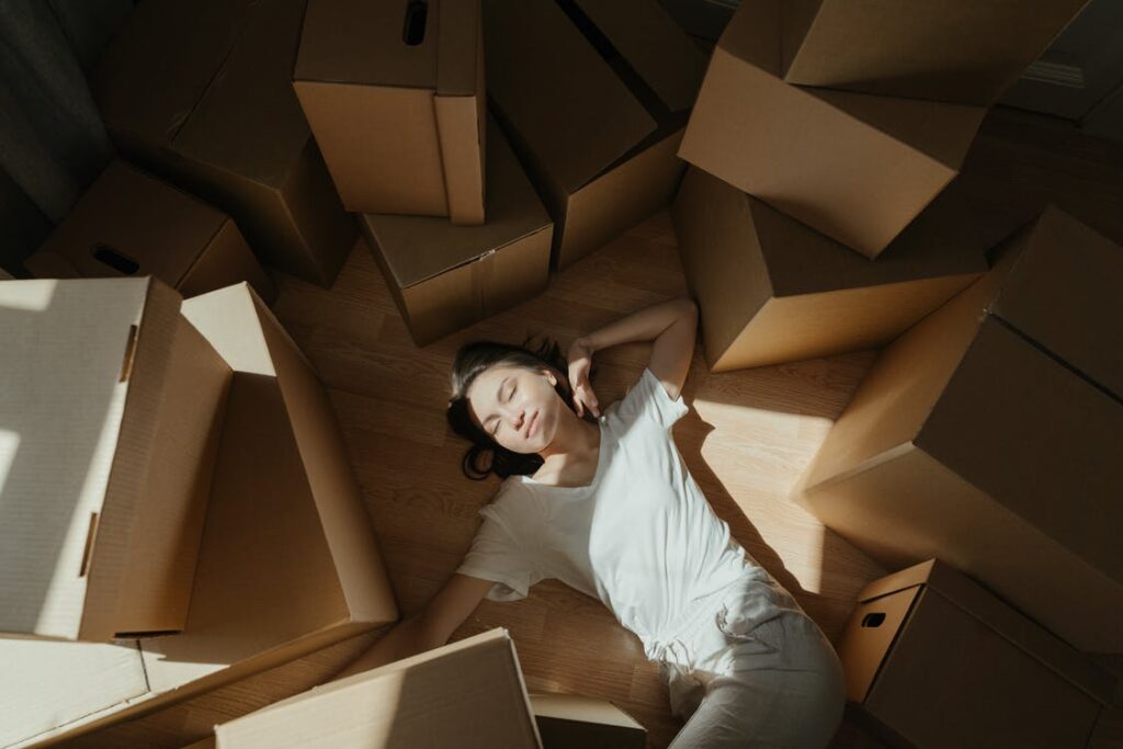 woman with boxes